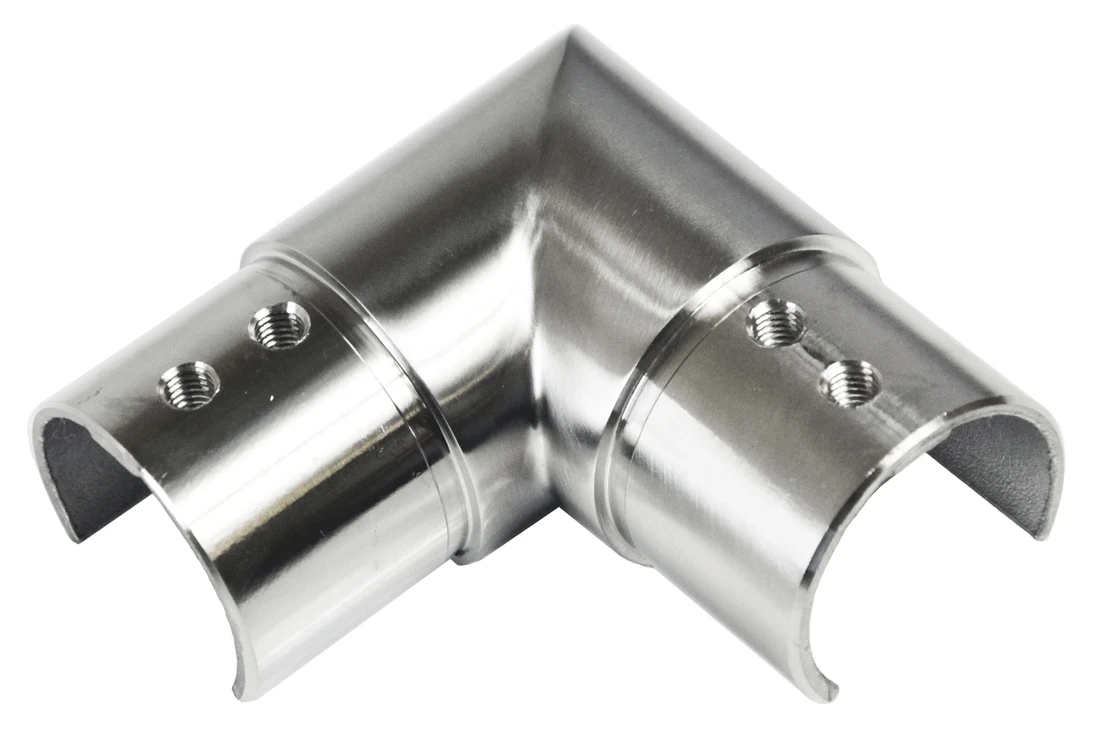 Spojka koleno 90°, lepený spoj, broušená nerez AISI 304