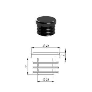 Vnútorná krytka guľatá ø 22 mm, plastová, čierna - slide 0