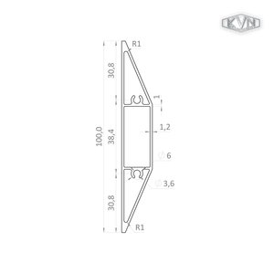 Al profil 100 x 16 x 6000 mm, bez povrchovej úpravy - slide 1