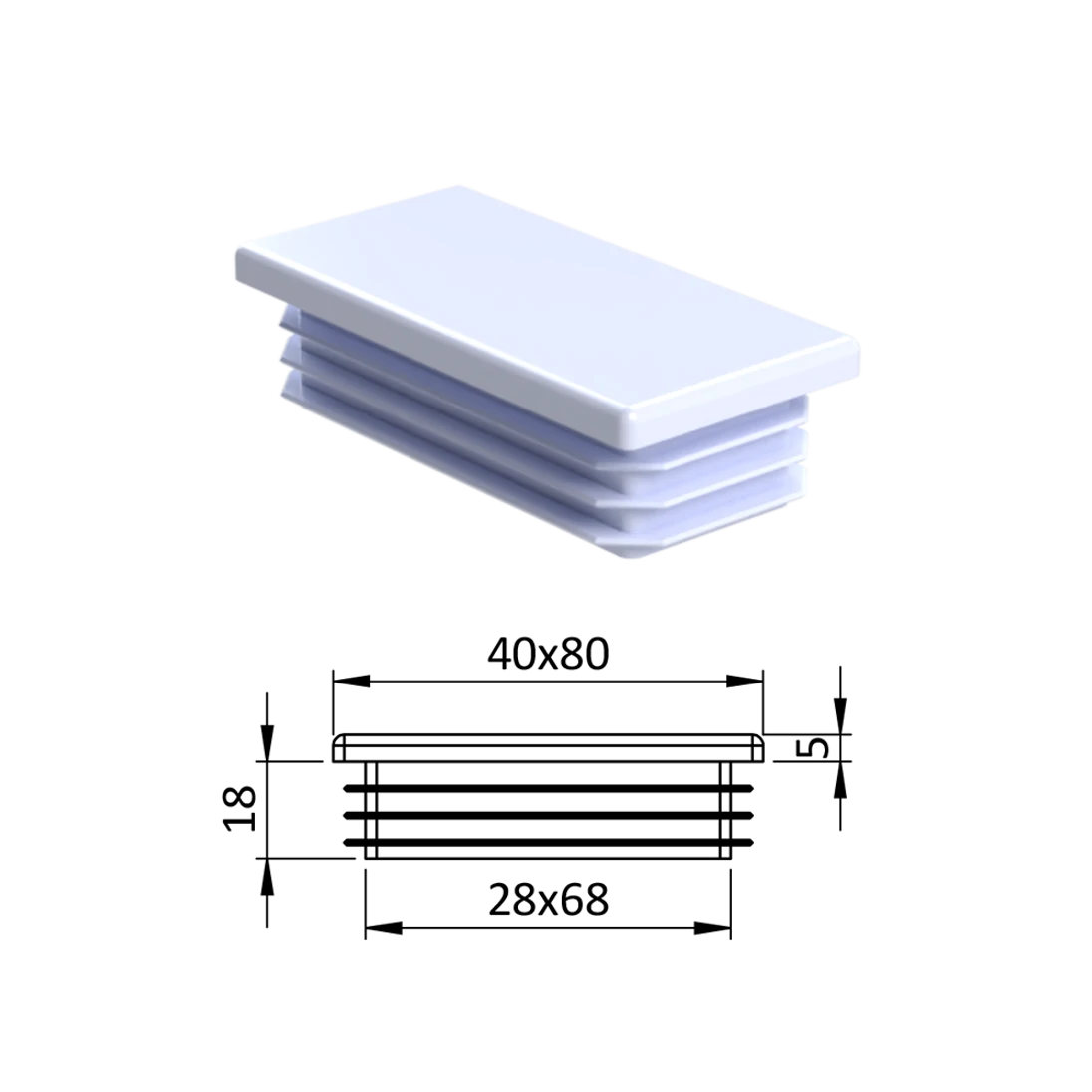 Krytka plastová 40 x 80 mm