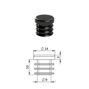 Vnútorná krytka guľatá ø 14 mm, plastová, čierna - slide 0