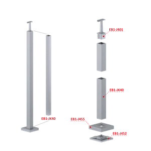 Nerezový stĺp, vrchné kotvenie, bez výplne - slide 2