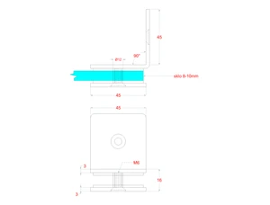 DOPREDAJ!Svorka skla medzi stenu a sklo 90°, sklo 8 - 10 mm, AISI 304 - slide 4