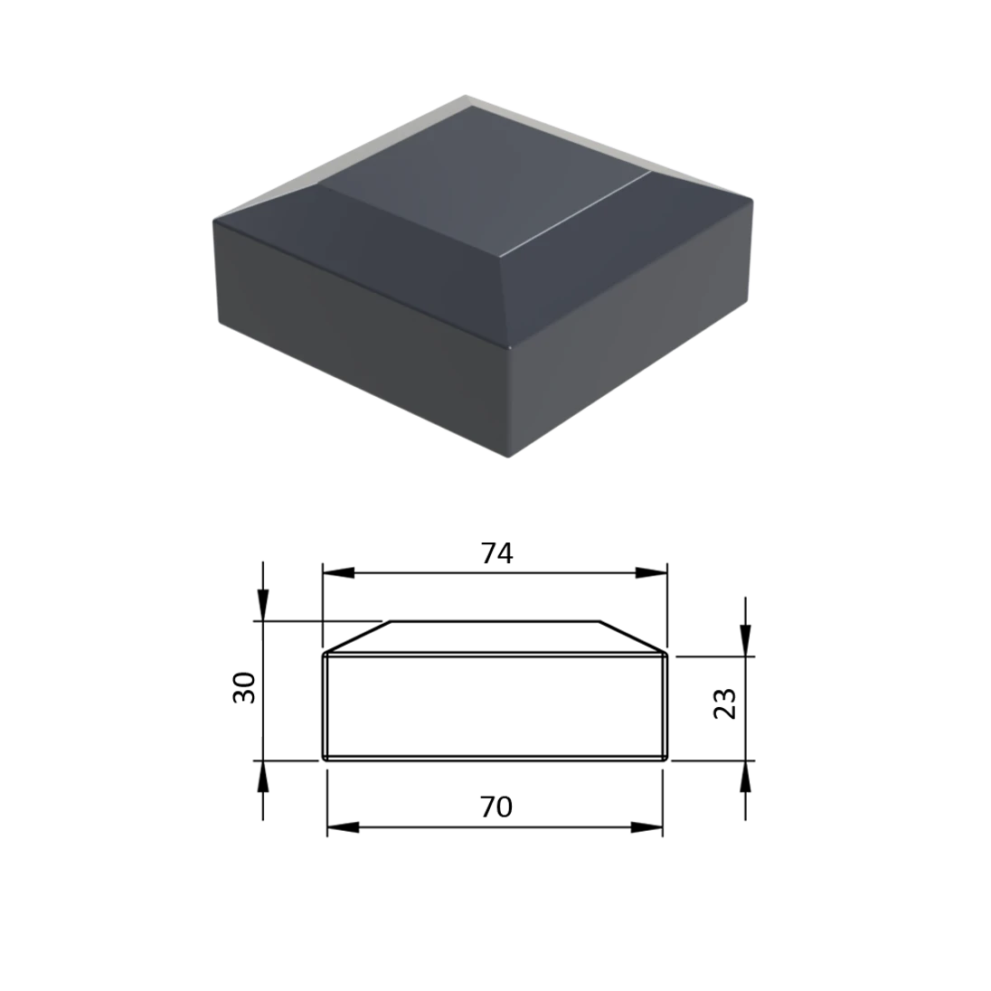 Vonkajšia krytka 70 x 70 mm, plastová PE