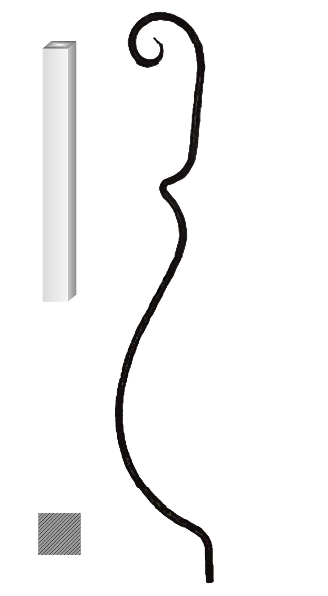 Tyč 12 x 12 mm, 1000 x 170 mm