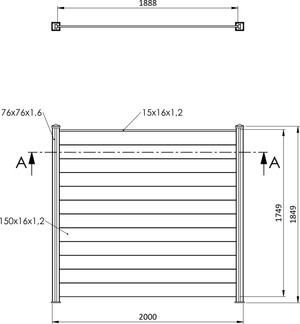 Plotové pole, hliníkové, šírkovo nastaviteľné, 2000 x 1749 mm - slide 1
