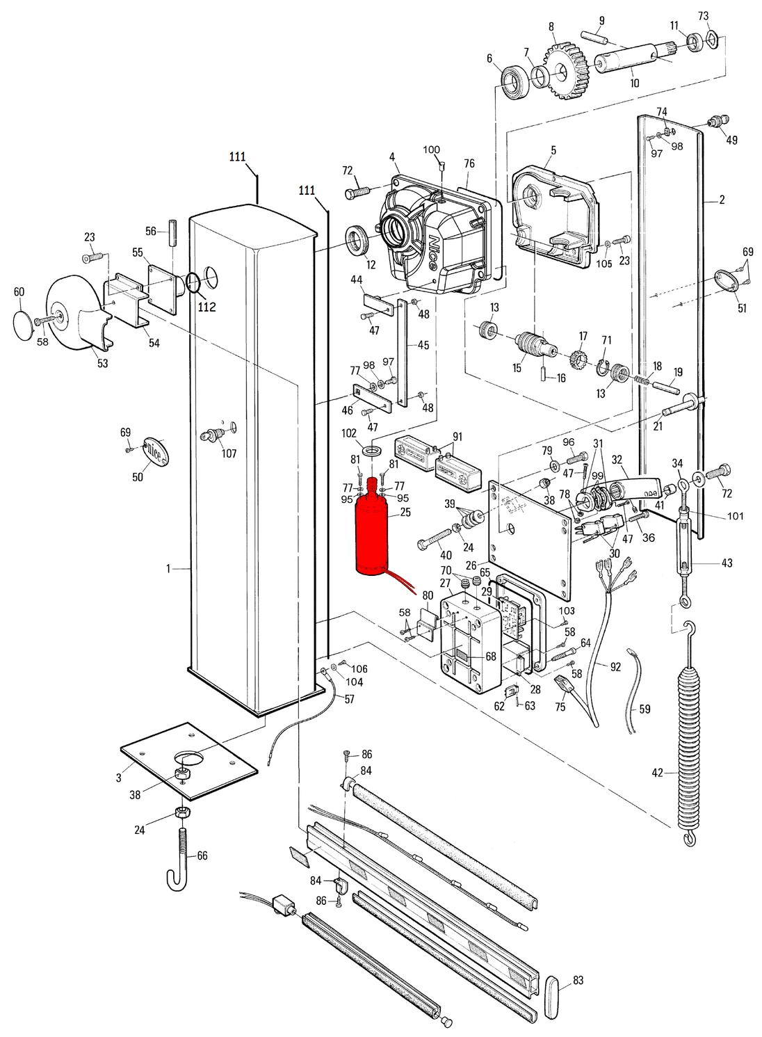 WA01R07 motor 24 V, 60 W, 1000 ot/min. pre WIL6