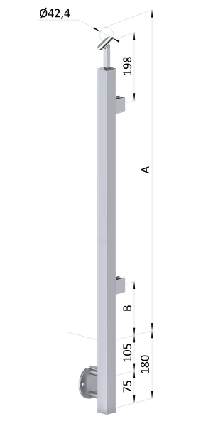 Nerezový stĺp, bočné kotvenie, výplň: sklo, pravý - slide 0