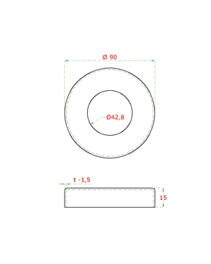 Kryt príruby ø 90 mm na trubku ø 42,4 mm, brúsená AISI 304 - slide 1