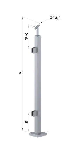Nerezový stĺp, vrchné kotvenie, výplň: sklo, ľavý