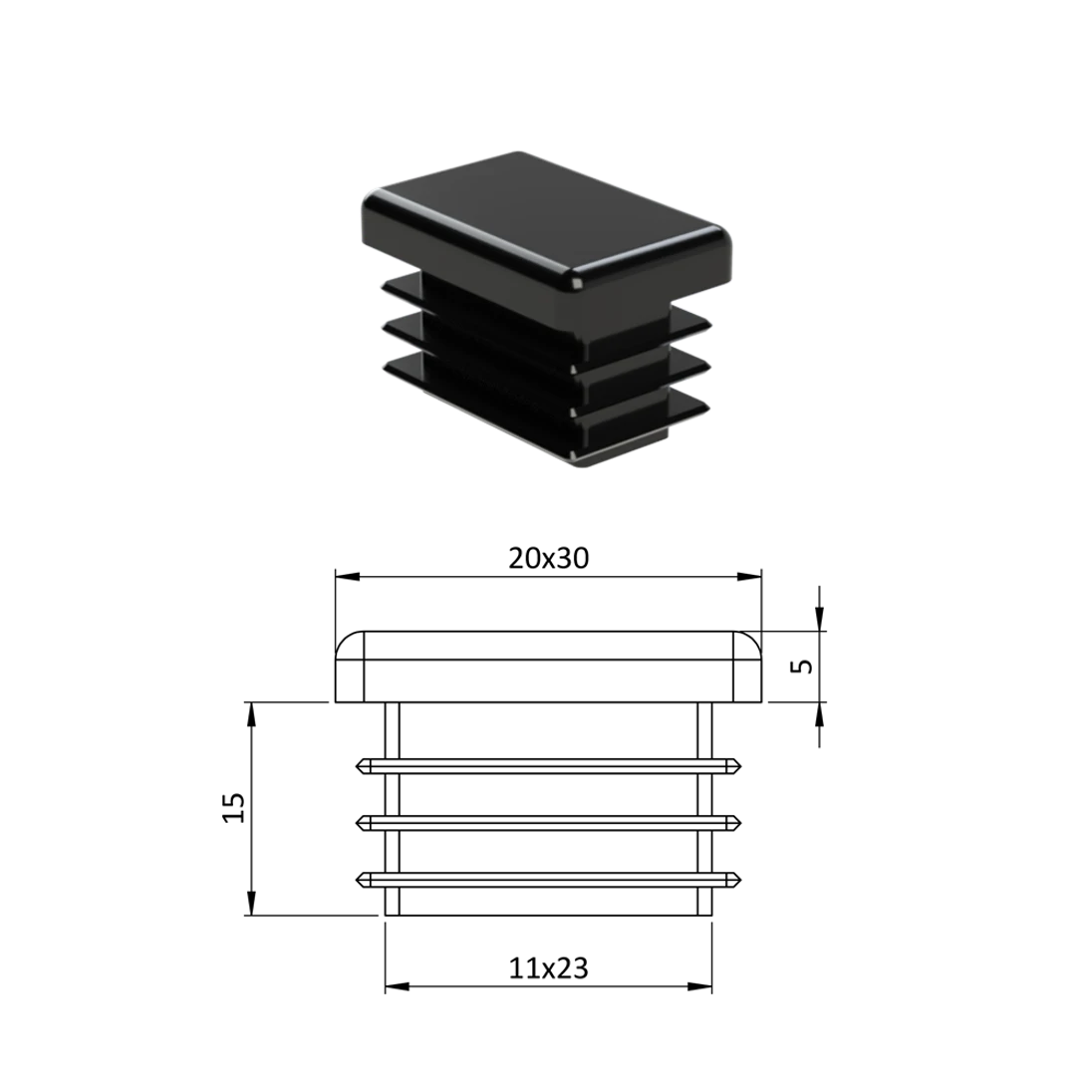 Krytka plastová 20 x 30 mm