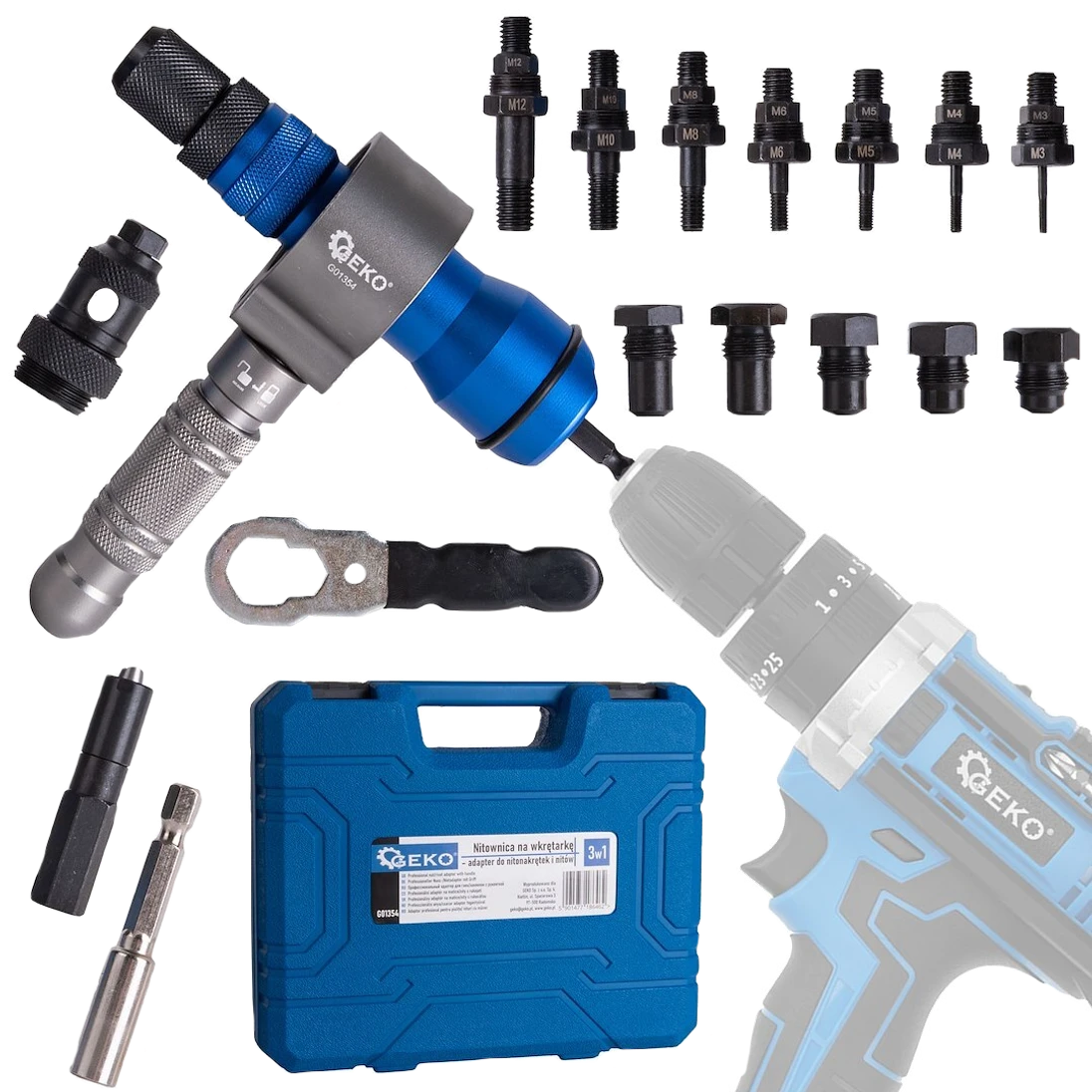 Profesionálny adaptér na nity s rukoväťou