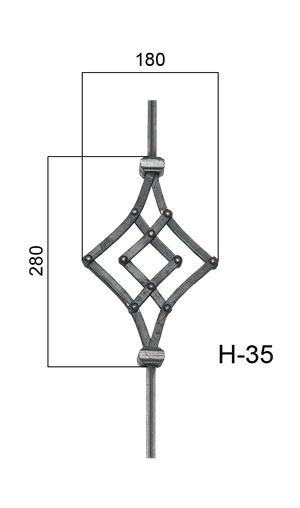 DOPREDAJ tyč 12 x12 950 mm, ornament nýtovaný 680 x 180 mm - slide 5