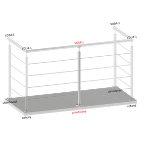 Nerezový sloup, vrchní kotvení, 4děrový průchozí - slide 1