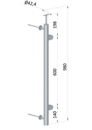 Nerezový stĺp, bočné kotvenie, výplň: sklo, pravý - slide 0