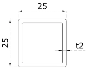 Profil 25 x 25 x 2 x 6000 mm, brúsená nerez AISI 304 - slide 1