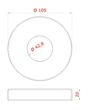 Kryt príruby ø 105 mm, otvor ø 43 mm, leštená nerez AISI 304 - slide 1