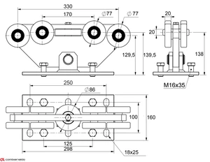 Vozík MEDIO do 550 kg, pevný, profil 98 x 98 mm - slide 2