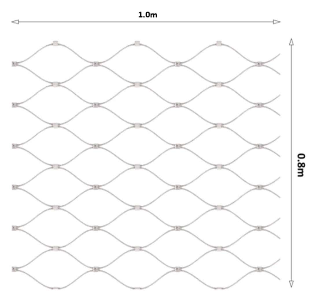 Lanová sieť 0,8 x 1 m, oko 50 x 50mm, ø 2 mm, AISI 316