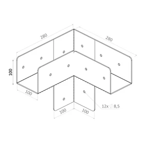 Spojka na hranol 100 x 100 mm, pozinkovaná oceľ - slide 3