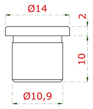 Ukončení na trubku ø 14x1,5mm, broušená nerez AISI304 - slide 1