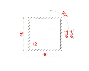 Nerezový stĺp, vrchné kotvenie, 5-dierový rohový - slide 5