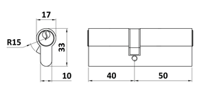 Cylindrická vložka EURO 40/50 mm, mosadzná, 3 kľúče - slide 1