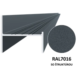 UT profil 50x44mm, L-6000mm, práškový lak, struktura RAL7016
