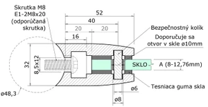 Svorka na trubku ø 48,3 mm, sklo 8 - 12,76 mm, AISI 304 - slide 4