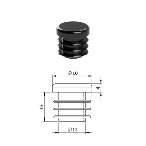 Vnútorná krytka guľatá ø 18 mm, plastová, čierna - slide 0
