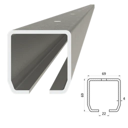 C profil PICOLLO 69 x 69 x 4 x 6000mm s otvormi, pozinkovaný