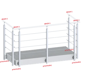 Nerezový sloup, boční kotvení, 4řadový průchozí, vnitřní - slide 1