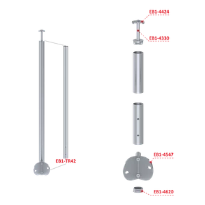 Nerezový sloup, boční kotvení rohové, bez výplně, rohový: 90° - slide 2