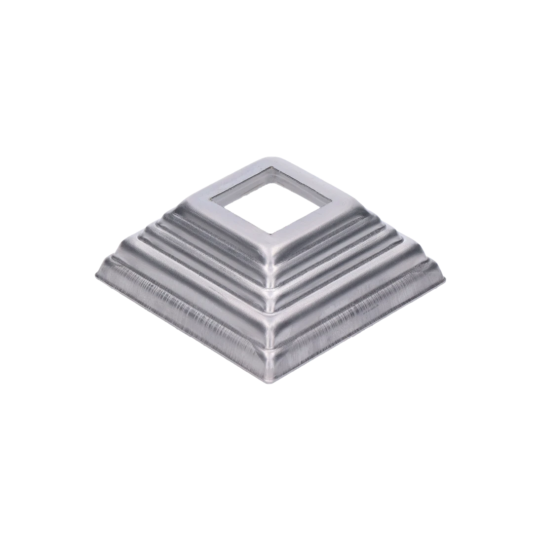 Krytka plechová, 80 x 80 x 29 mm, diera 27 x 27 mm, výlisok