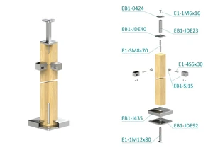 Dřevěný sloup, vrchní kotvení, 4řadový, rohový: 90° - slide 1