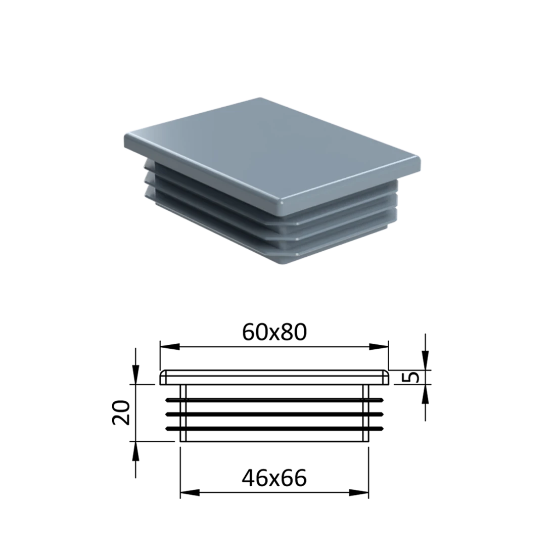 Krytka plastová 60 x 80 mm