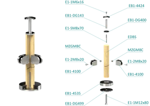 Drevený stĺp, vrchné kotvenie, výplň: sklo, rohový: 90° - slide 2
