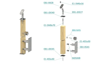 Dřevěný sloup, boční kotvení, 4řadový, průchozí, vnitřní - slide 1