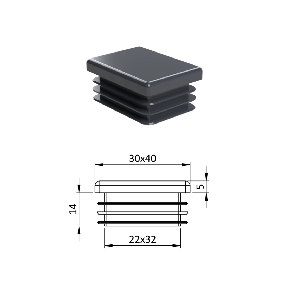 Krytka plastová 30 x 40 mm