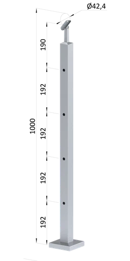 Nerezový stĺp, vrchné kotvenie, 4-dierový koncový