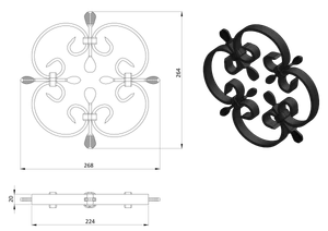 Ornament 250 x 250 mm, profil 20 x 4 mm - slide 1