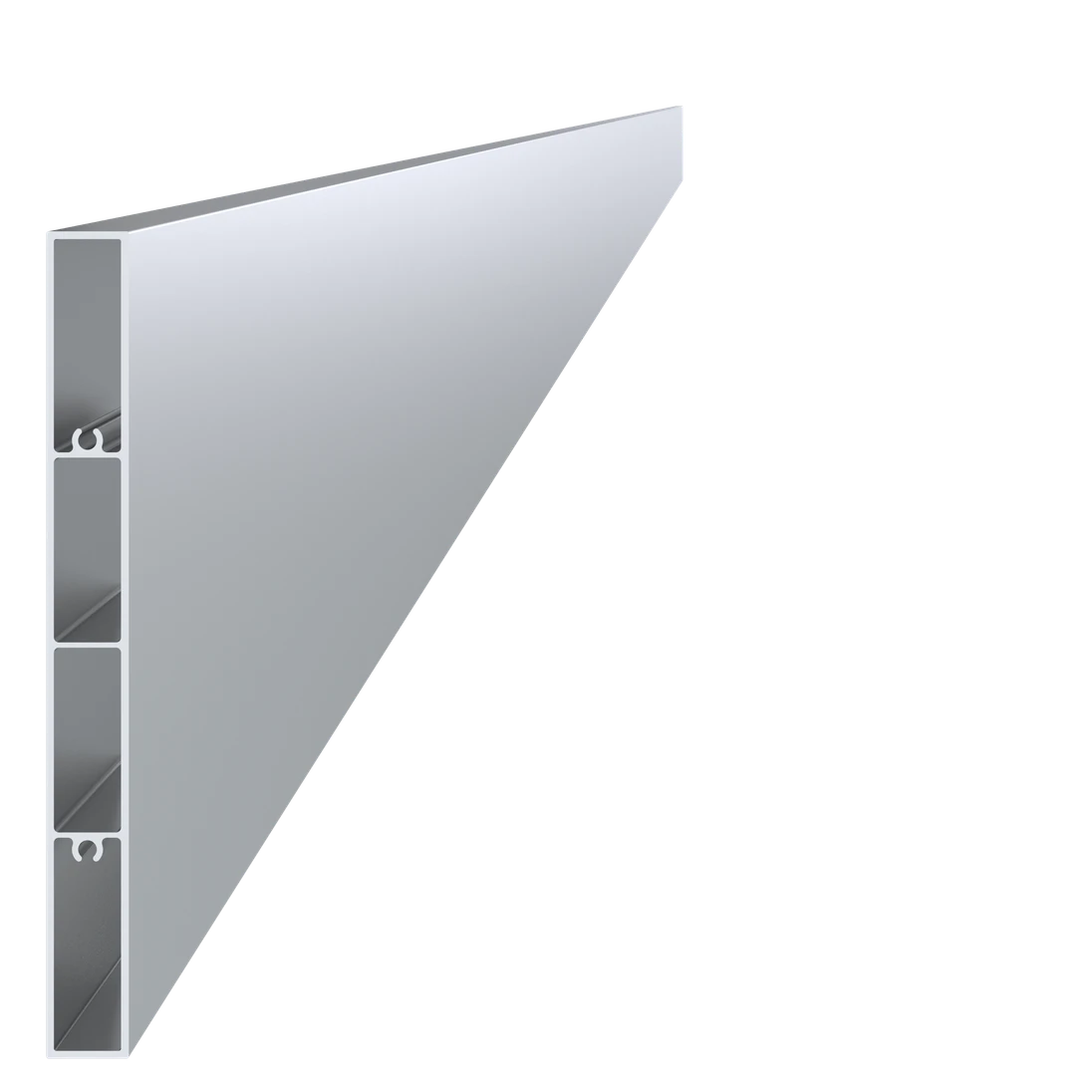 Poškodený profil 160 x 16 x 6000 mm, hliník bez úpravy