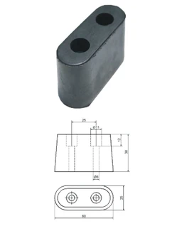 Doraz gumený 60 x 25 x 38 mm