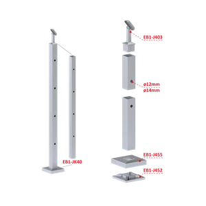 Nerezový sloup, vrchní kotvení, 4děrový koncový - slide 2