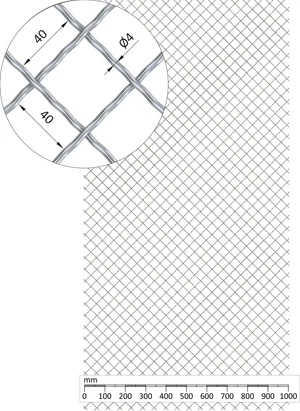 Rebierkové pletené sito 1000 x 2000 mm, vzor Diamant, pozink - slide 0