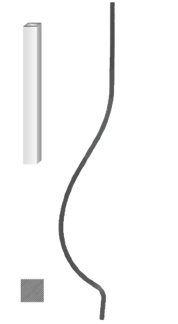 Tyč 12 x 12 mm, 1000 x 170 mm