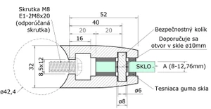Svorka na trubku ø 42,4 mm, sklo 8 - 12,76 mm, AISI 304 - slide 4