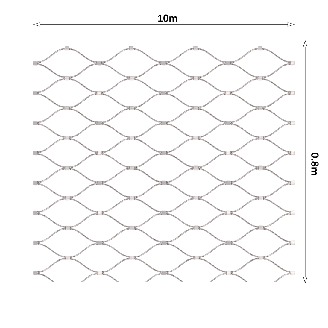 Lanková sieť, 0,8 x 10 m, oko 60 x 104 mm, ø 3 mm, AISI 316