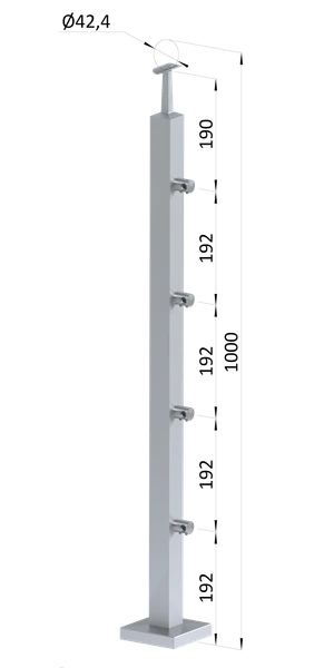 Nerezový stĺp, vrchné kotvenie, 4-radový priechodný - slide 0