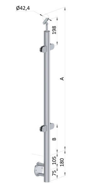 Nerezový sloup, boční kotvení, výplň: sklo, průchozí - slide 0